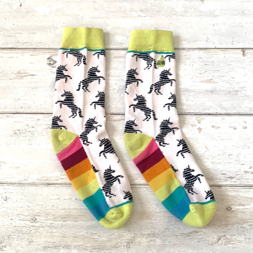 Urban Outfitters Crew Socks Rainbow Pride LGBTQ Unicorn Print Unisex Mens Womens